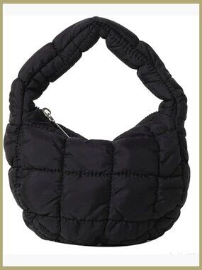 Mini Puffy Quilted Handbag Soft Nylon Bubble Bag Clutch Purse